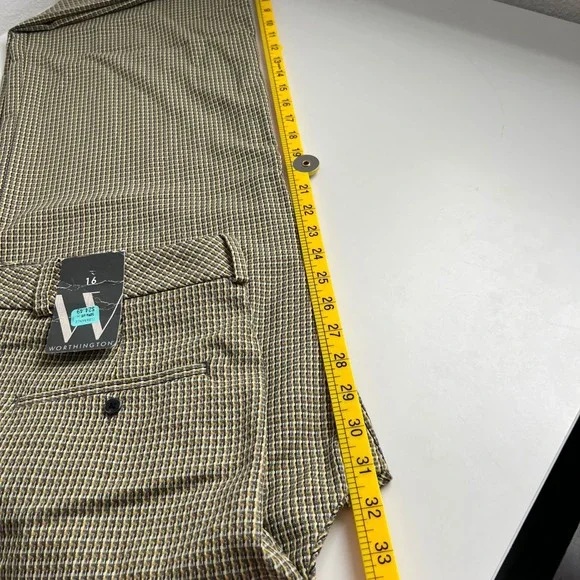 Worthington Women's Plaid Flare Leg Career Pants Size 16 NWT Micro Houndstooth - Picture 6 of 6